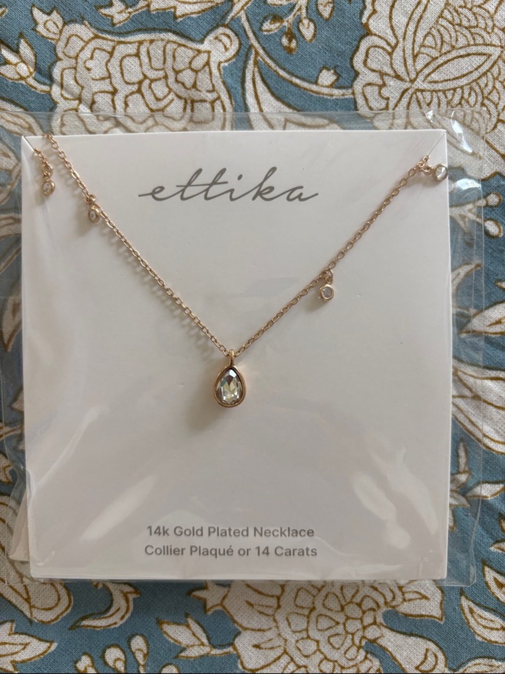 ettika Rose Gold Teardrop Crystal Pendant Necklace